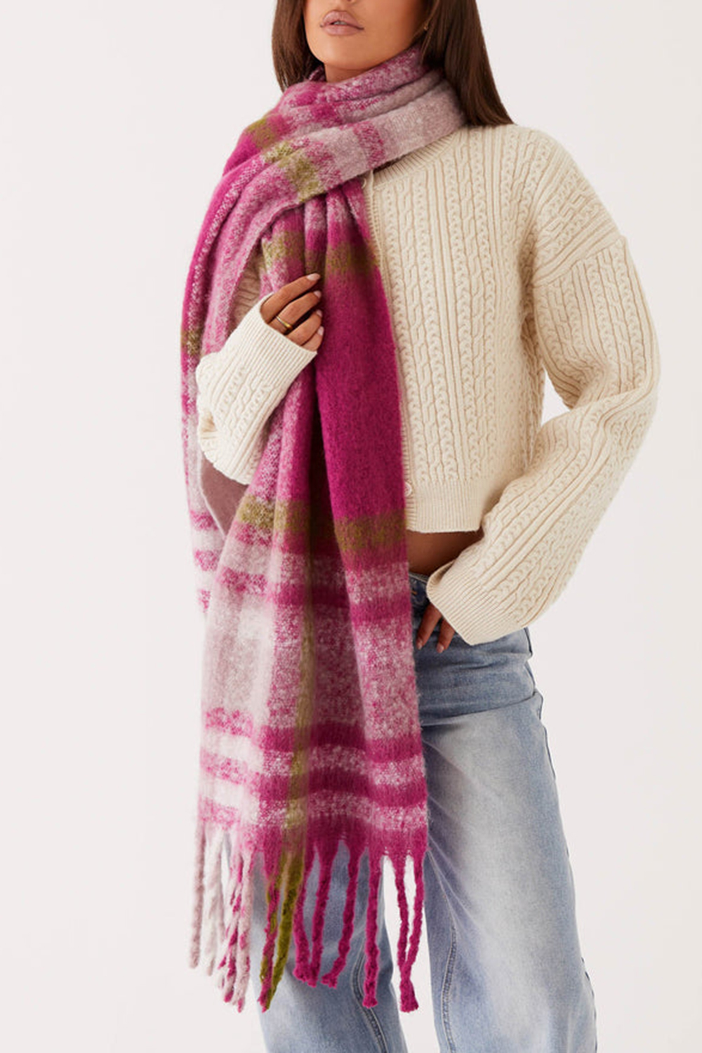 Pink Rainier Plaid Scarf