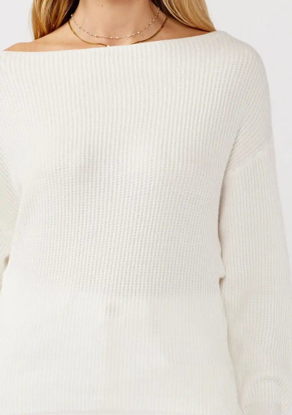 Ribbed Off Shoulder Long Sleeve Sweater