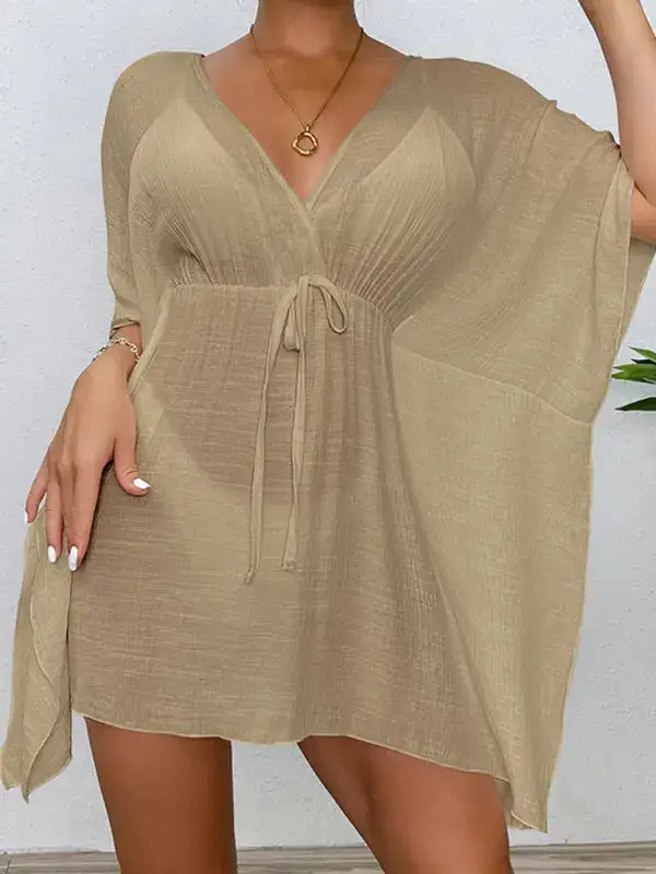 Drop Shoulder Loose Clean Swim Cover Up