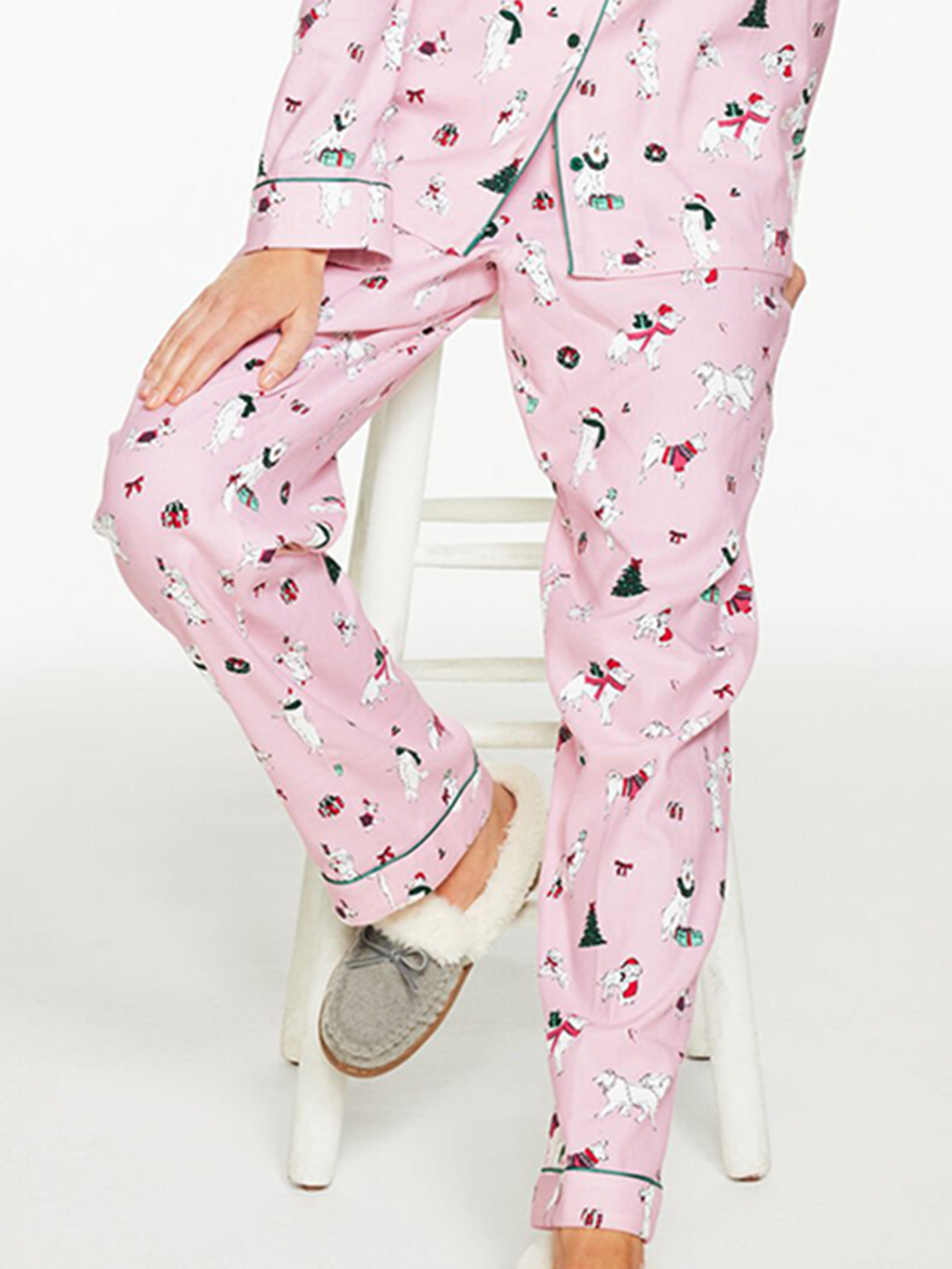 Women'S Cute Pink Christmas-Themed Pajama Set
