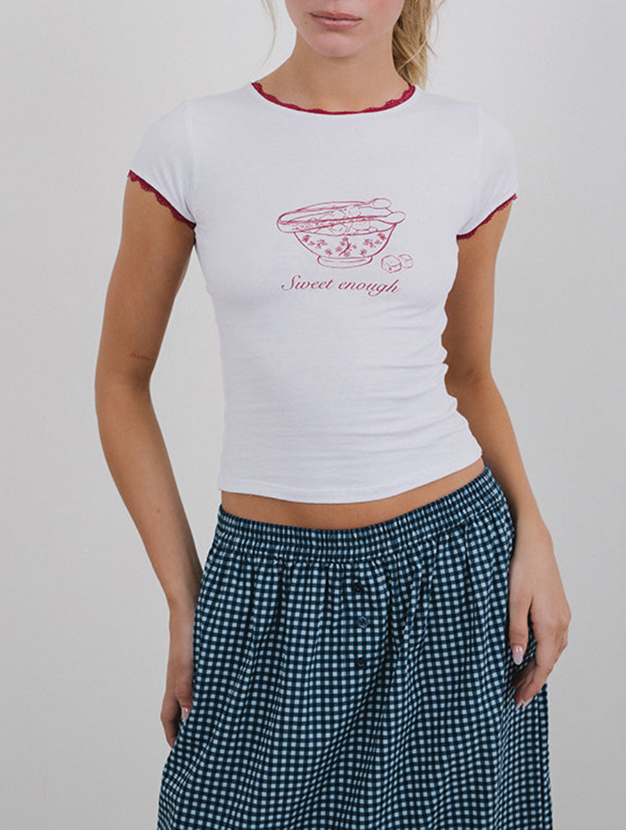 White With Graphic Baby Tee