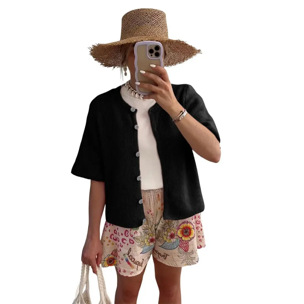 Women's Short-Sleeve Cardigan Sweater🔥10-Pack -Only $24