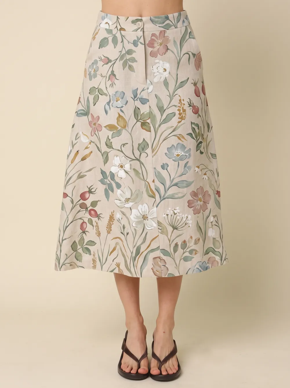 Women's Botanical Garden Floral Printed Midi Skirt