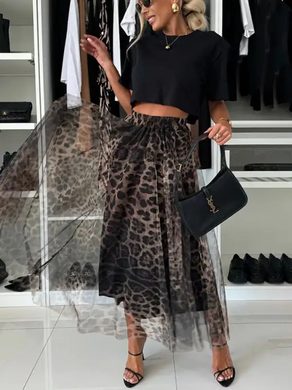 Textured Chiffon Printed Skirt