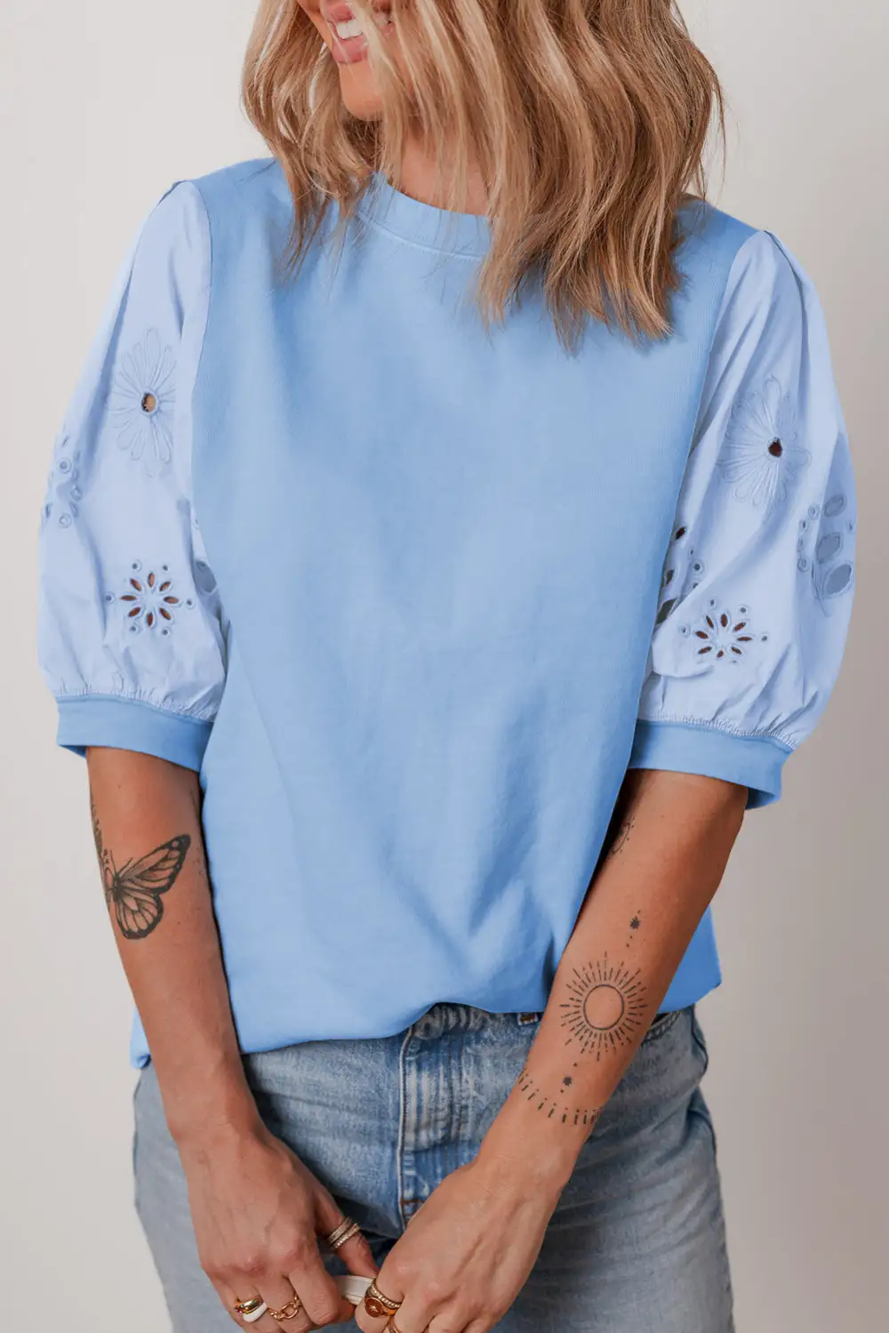 Floral Embroidered Eyelet Blouse