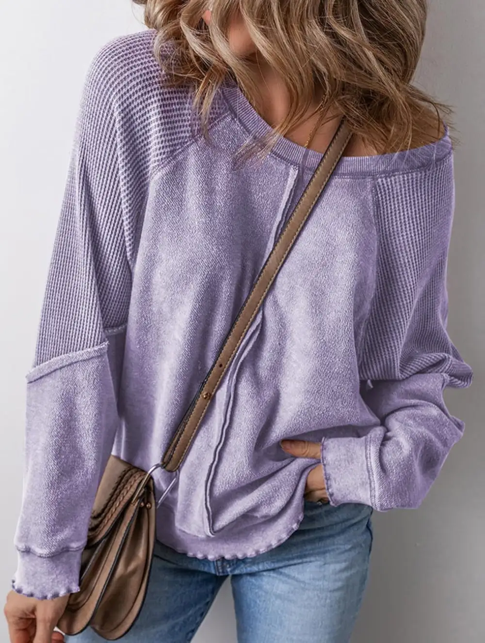 Soft Layer Patchwork Loose Sweatshirt