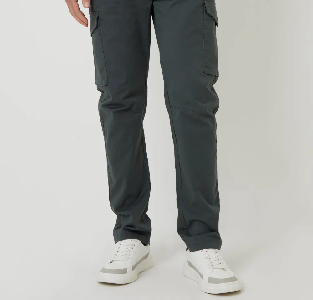 Men's Gray Slim-Fit Cargo Style Pants
