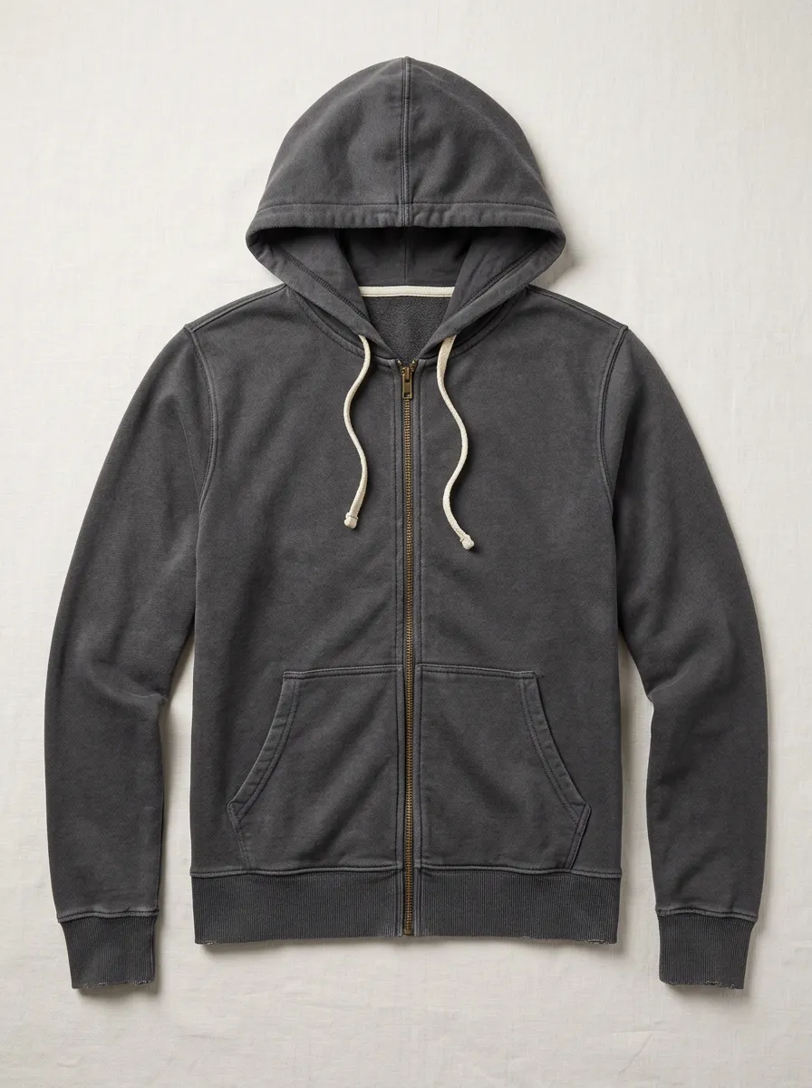 Plain Zip-Up Unisex Zip-Up Hooded Jacket