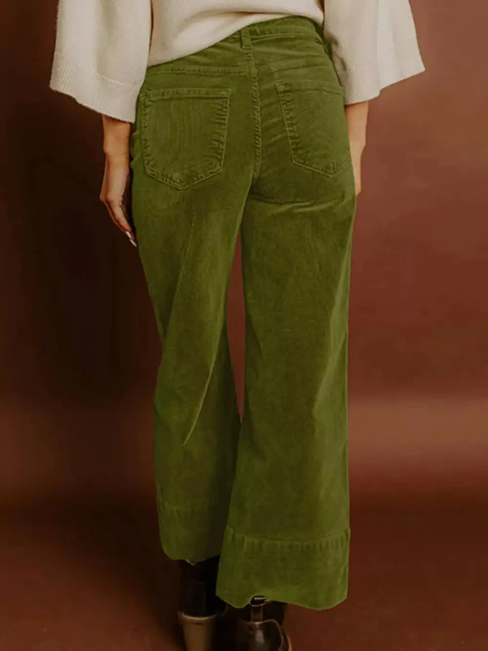 Wide Leg High Waist Corduroy Pocketed Pants