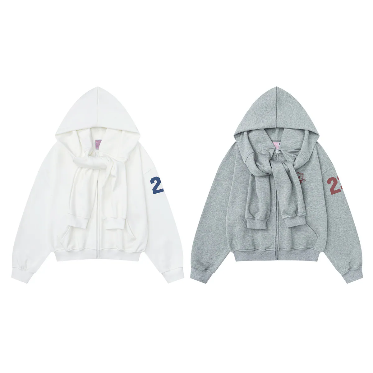 Layered-Look Fleece Hoodie