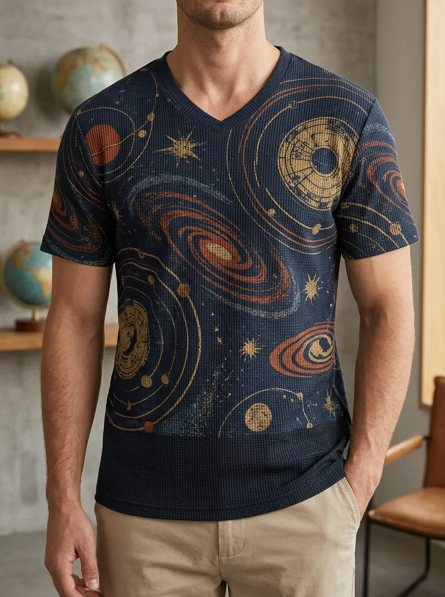 Men's Stellar Space Astronomy Galaxy V-Neck T-Shirt