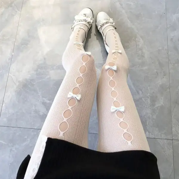 Cutout Bow Detail Sheer Tights