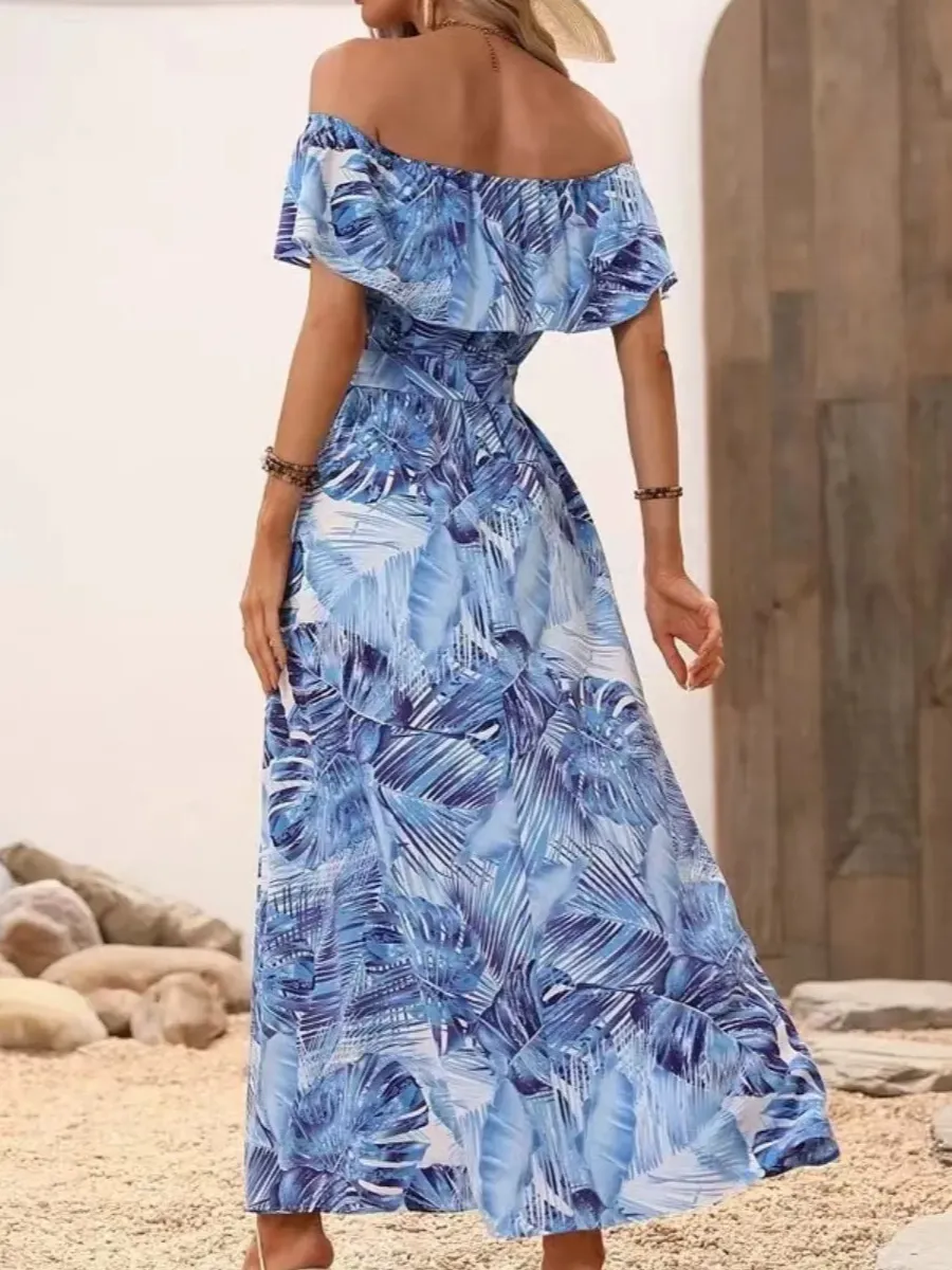Ruffle Trim Maxi Dress
