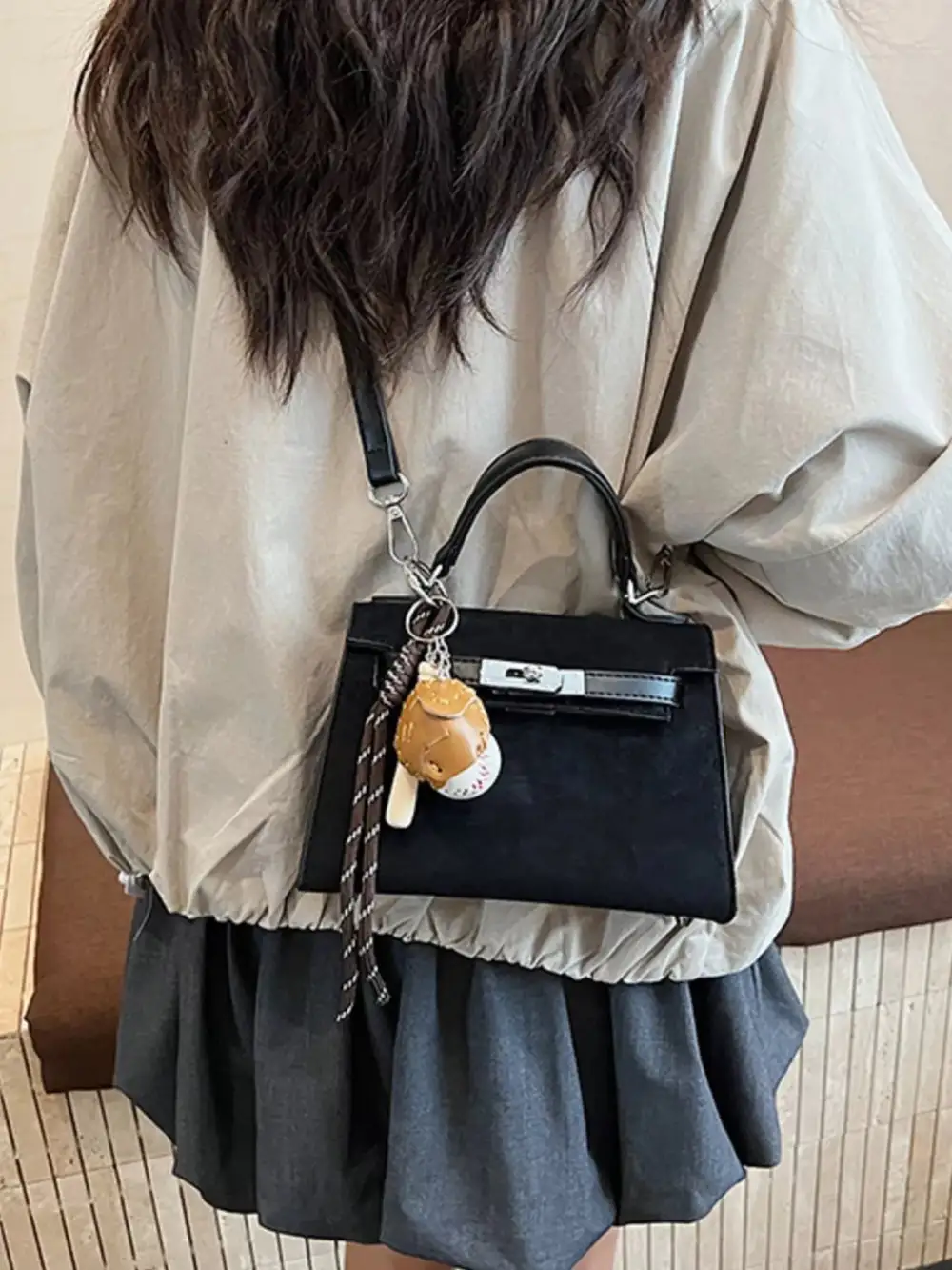 Crossbody Bag with Baseball Charm