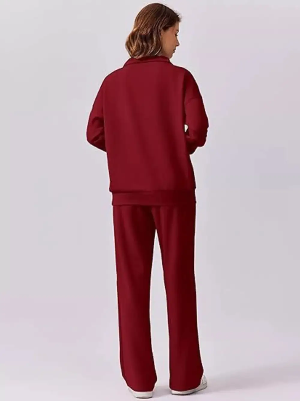 Relaxed Fit Quarter Zip Top and Pants Set