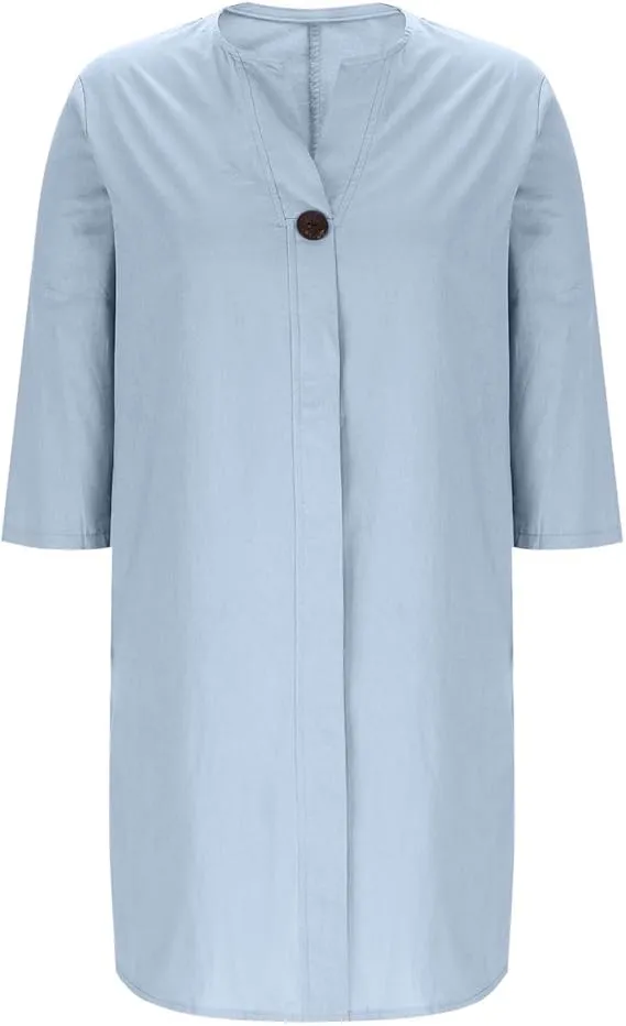 11 PACK Women'S Solid Color Casual Cotton And Linen Dress