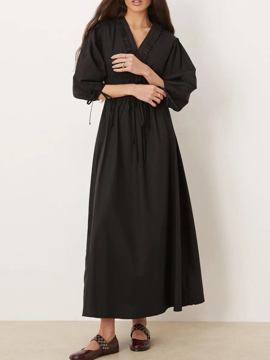 Tied V-Neck Maxi Dress