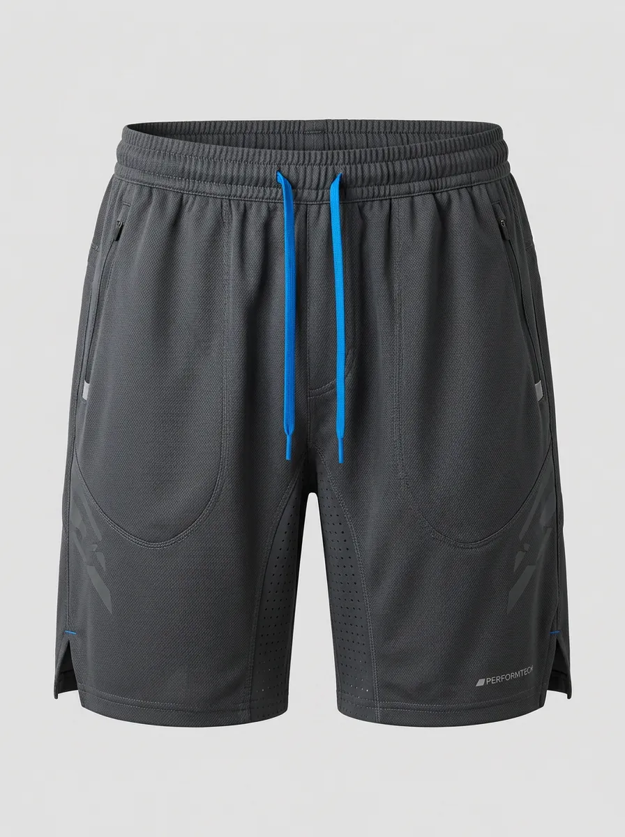 Men's Breathable Gym Fitness Mesh Printed Athletic Shorts