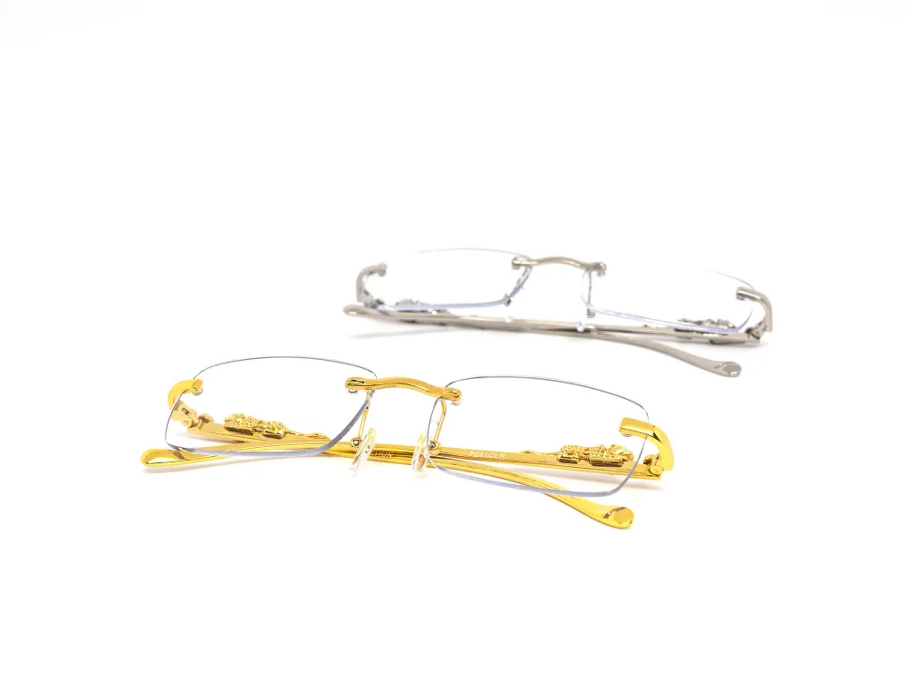 12-Pack Rimless Metal Cat-Eye Clear Lens Eyeglasses