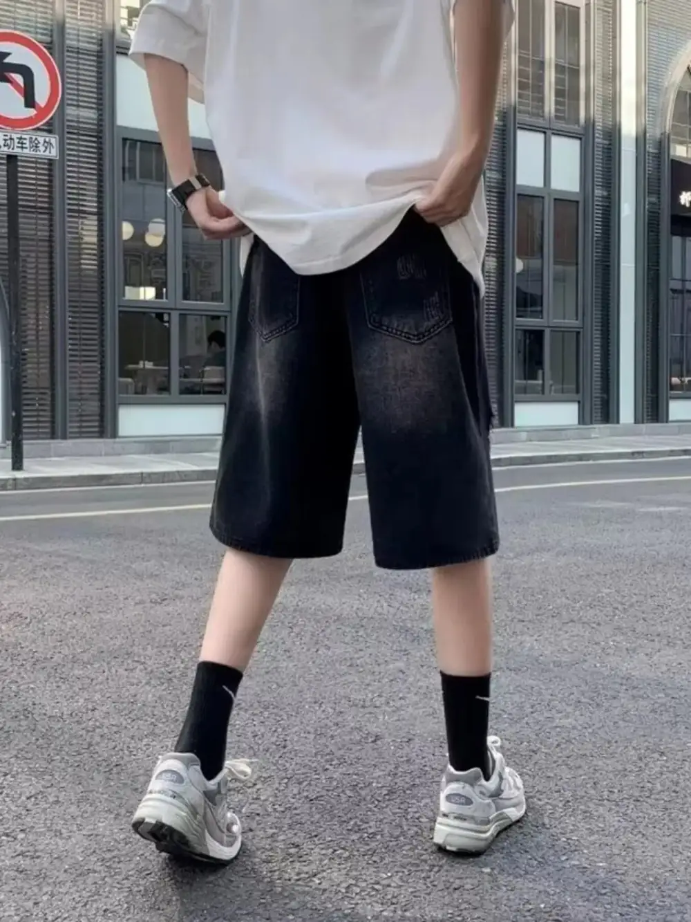 Men's Full Size Distressed Loose Fit Denim Shorts