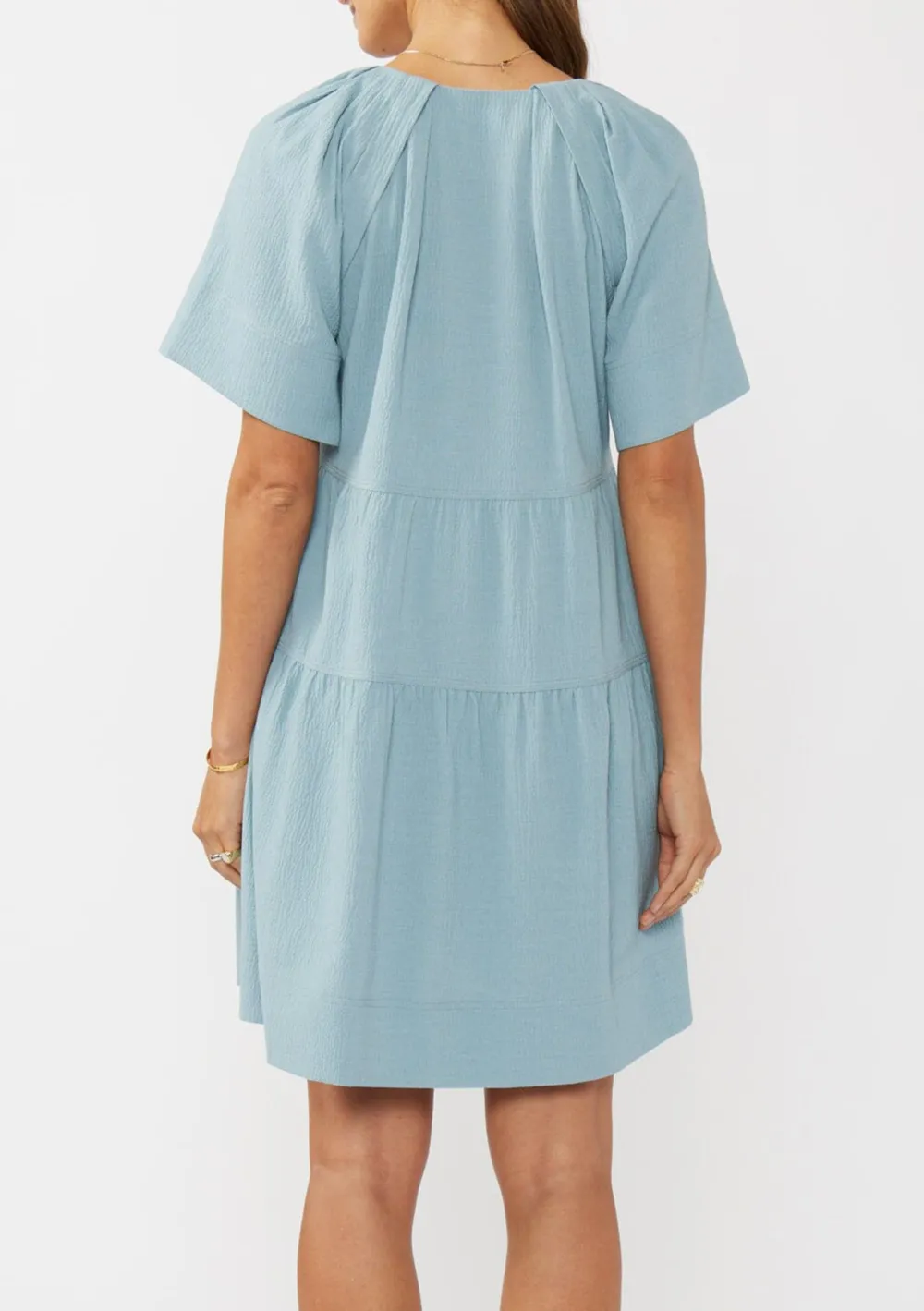 Pocketed V-Neck Half Sleeve Dress