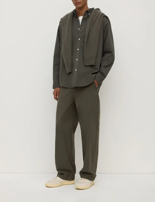 Moss Cotton Twill Button-Up Shirt