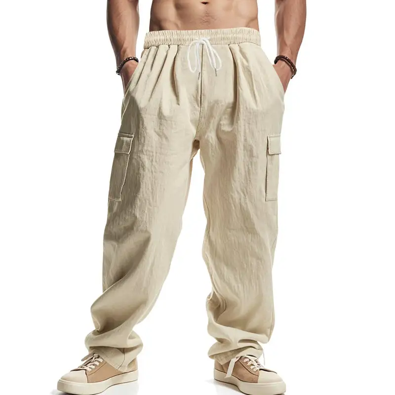 Men's Cargo Pants with Elastic Waistband and Practical Pockets