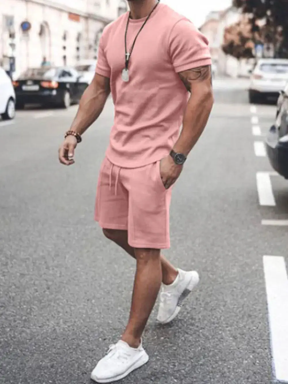Layered Cotton Blend Casual Shorts