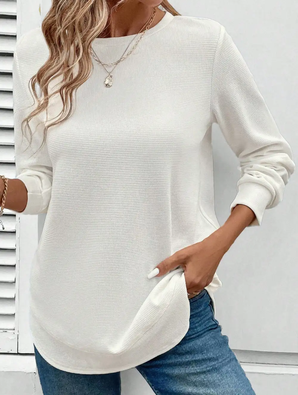 Loose Crew Neck Long Sweatshirt