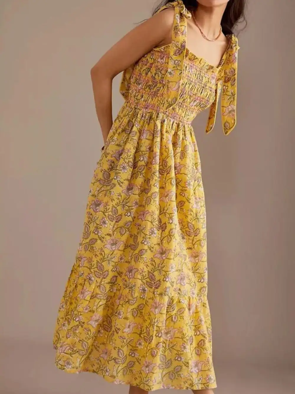 Floral Smocked Midi Dress