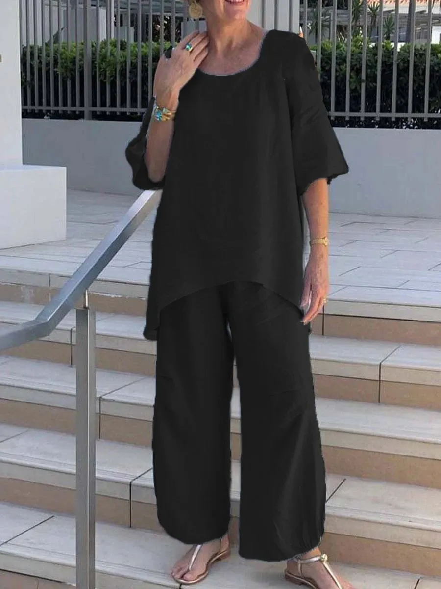 Women's Casual Loose Strapless Solid Color Suit