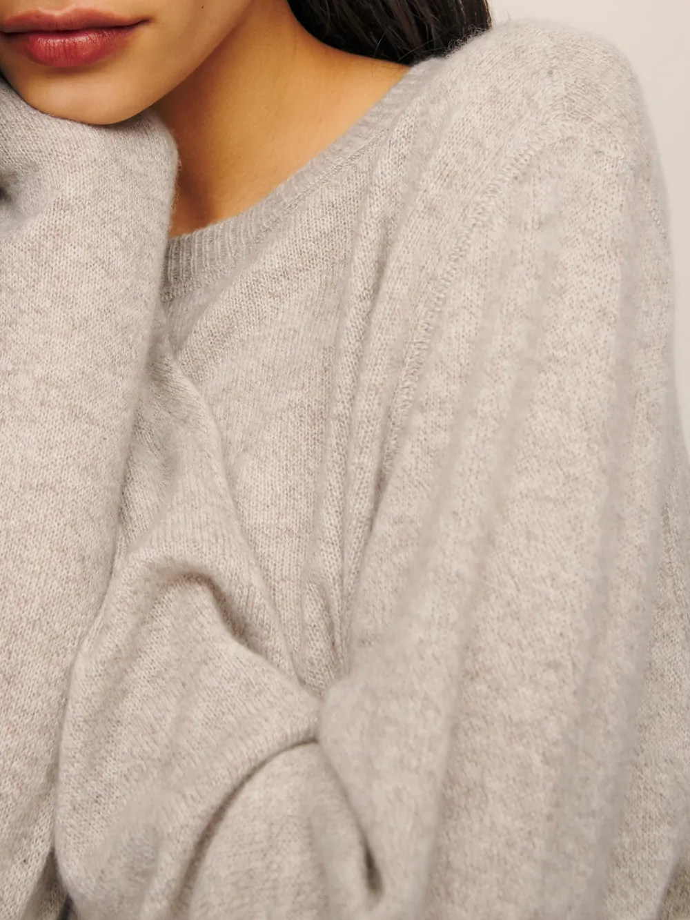 Relaxed Fit Crew Neck Knit Sweater