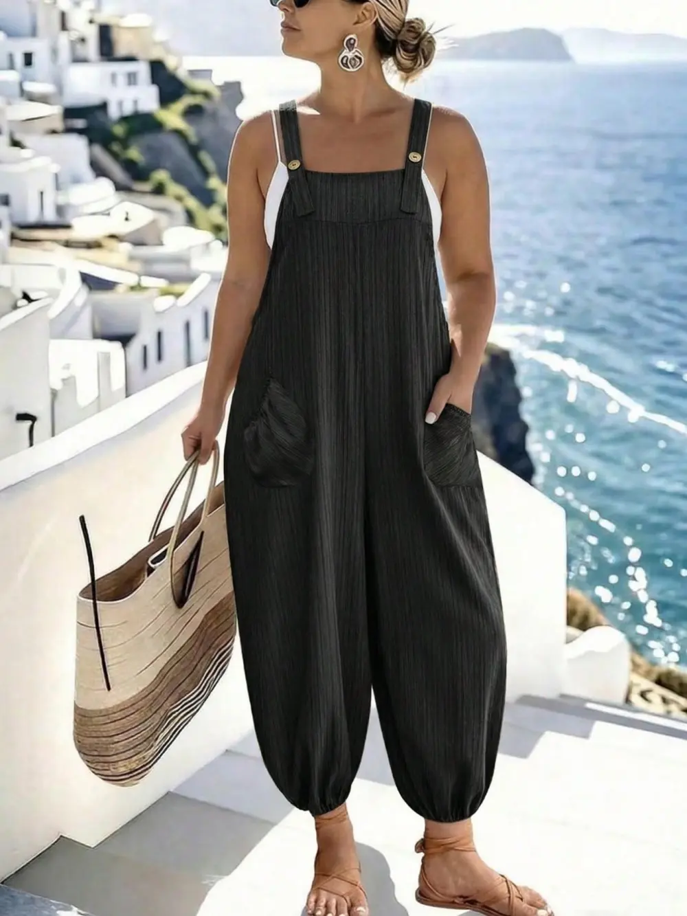 [Plus Size] Slim-Fit, Comfortable, Casual Sleeveless Jumpsuit