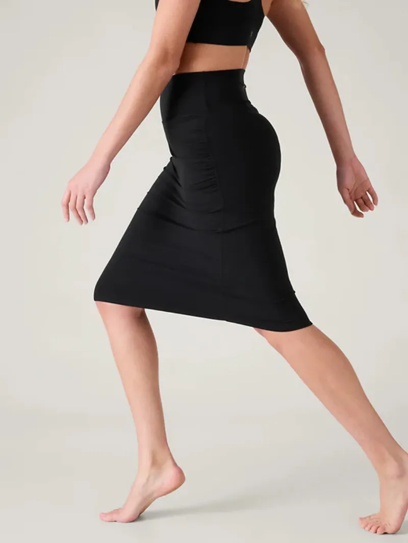 Fitted Midi Skirt For Sleek Casual Style