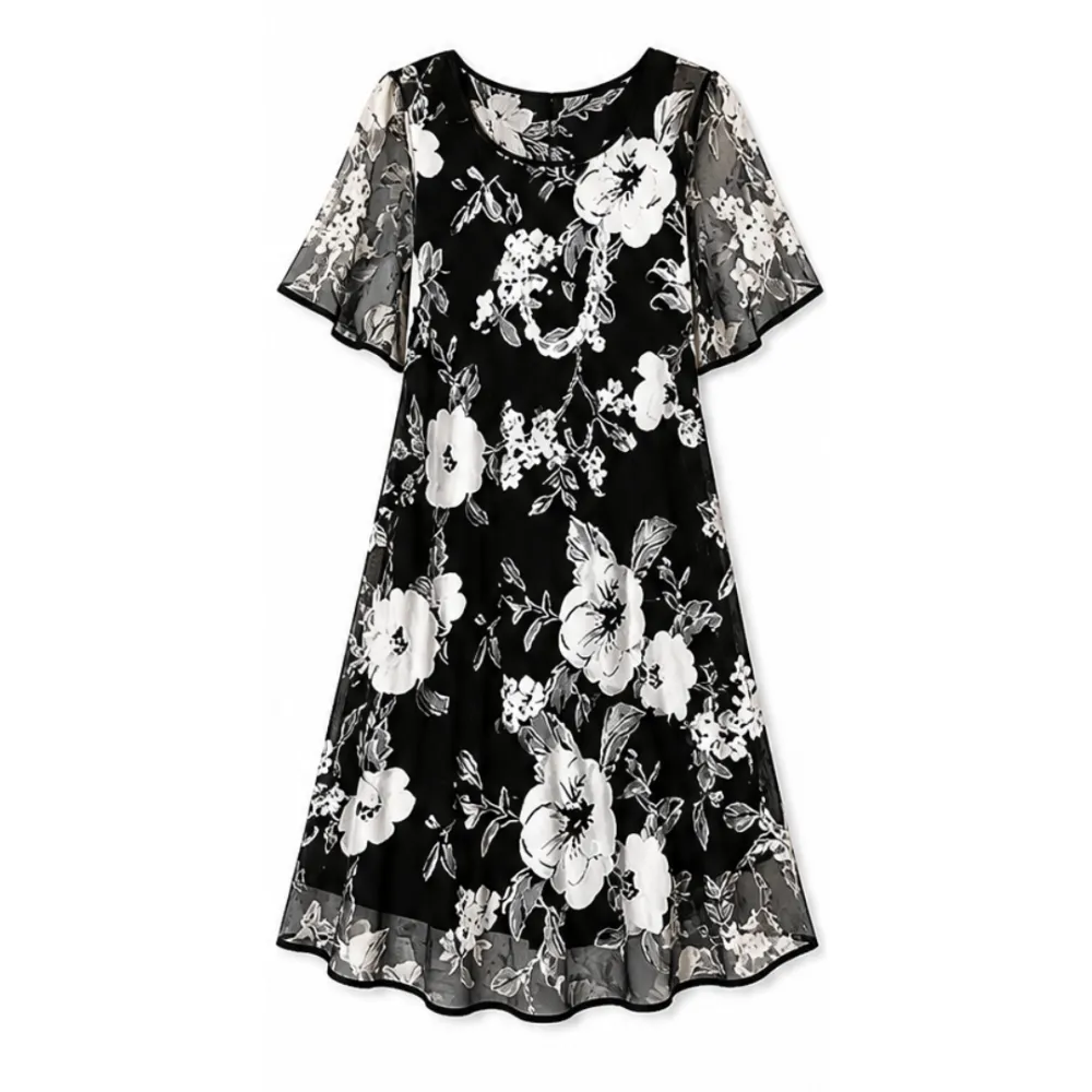 Floral Chiffon Sheer Midi Dress