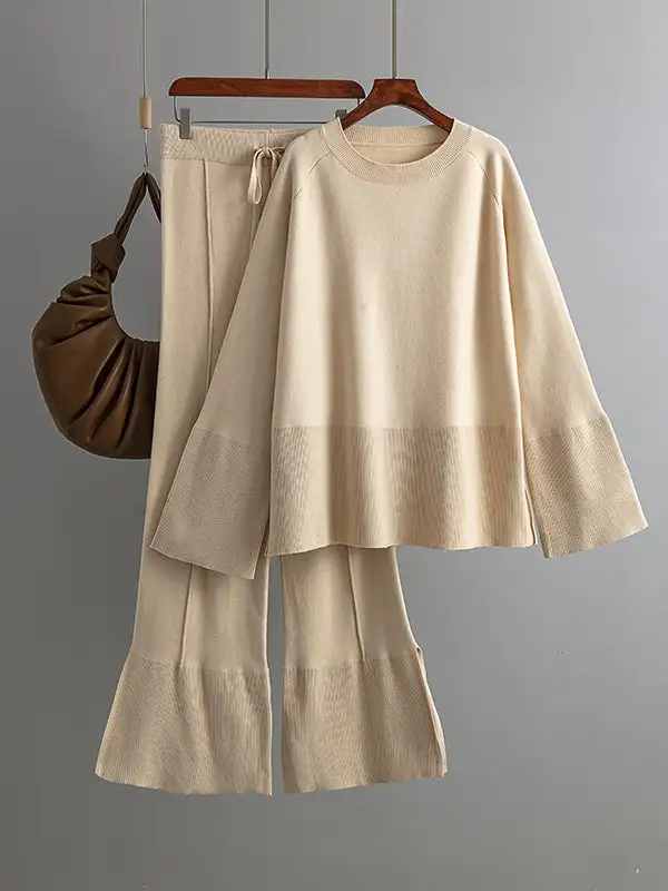 Long Sleeve Relaxed Round Neck Sweater And Pants Set