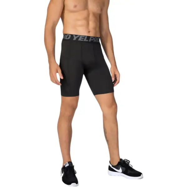Elastic-Waist Wide-Waistband Compression Stretch Men's Athletic Shorts