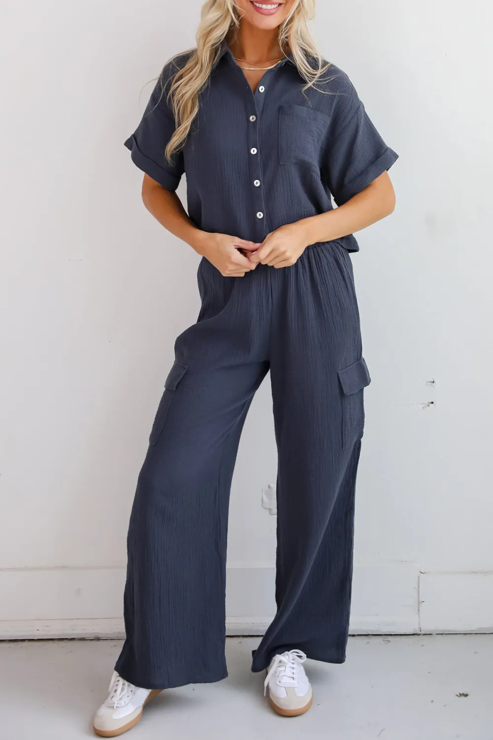 Perfect Charcoal Linen Blouse