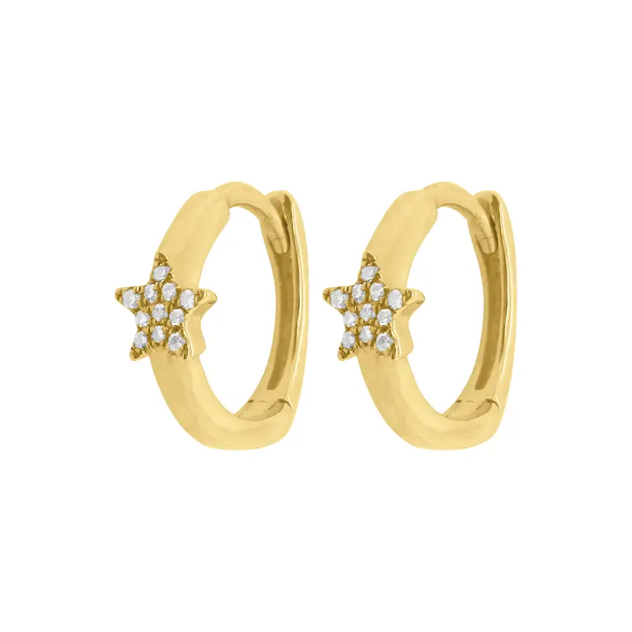 Star Gem Detail Huggie Earrings