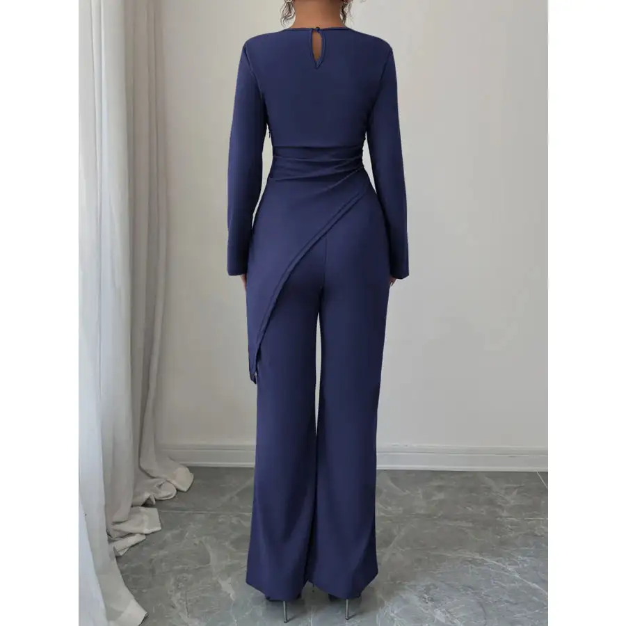 Asymmetric Long Sleeve Top and Pants Set