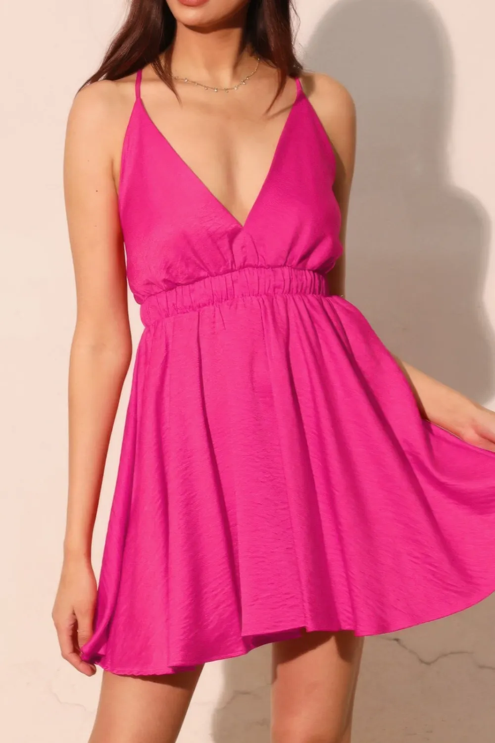 Washed Satin Crepe Cami Skater Dress