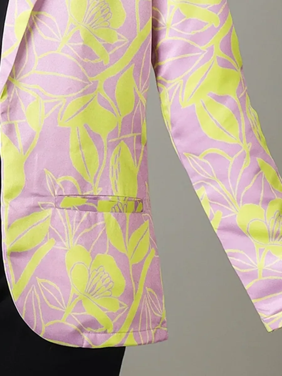 Modern Style Women's Jacket With Vibrant Colors And Splashy Flowers