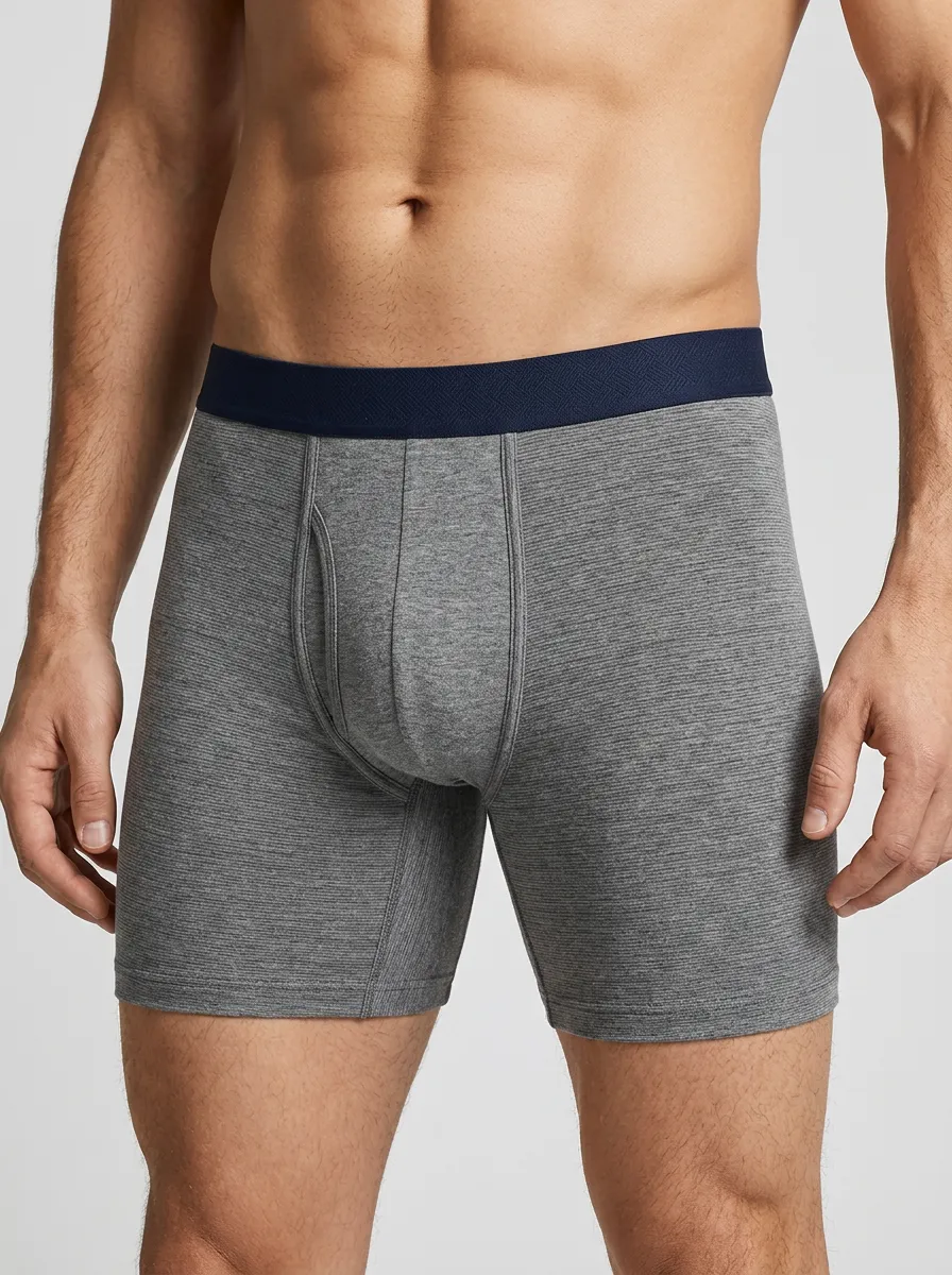 Minimal Heathered Striped Comfort Modern Look Men's Boxer Briefs