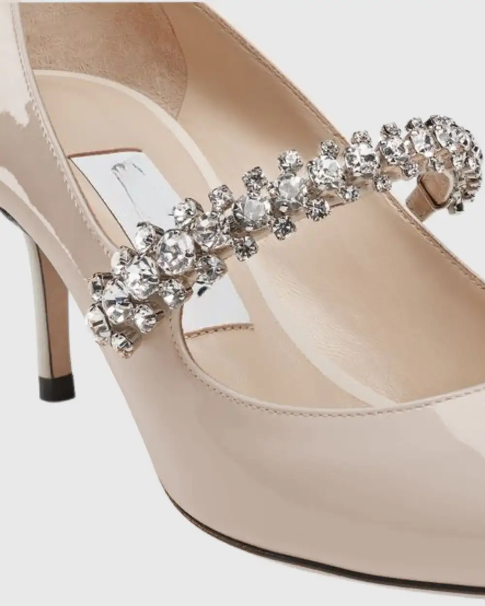Rhinestone Strap Pumps in Natural