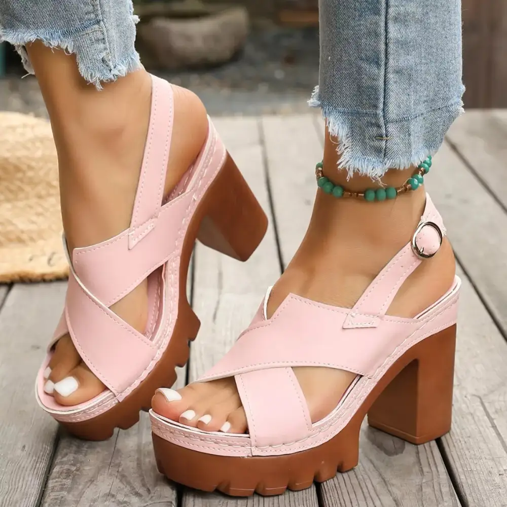 Soft Open Toe Block Heel Sandals