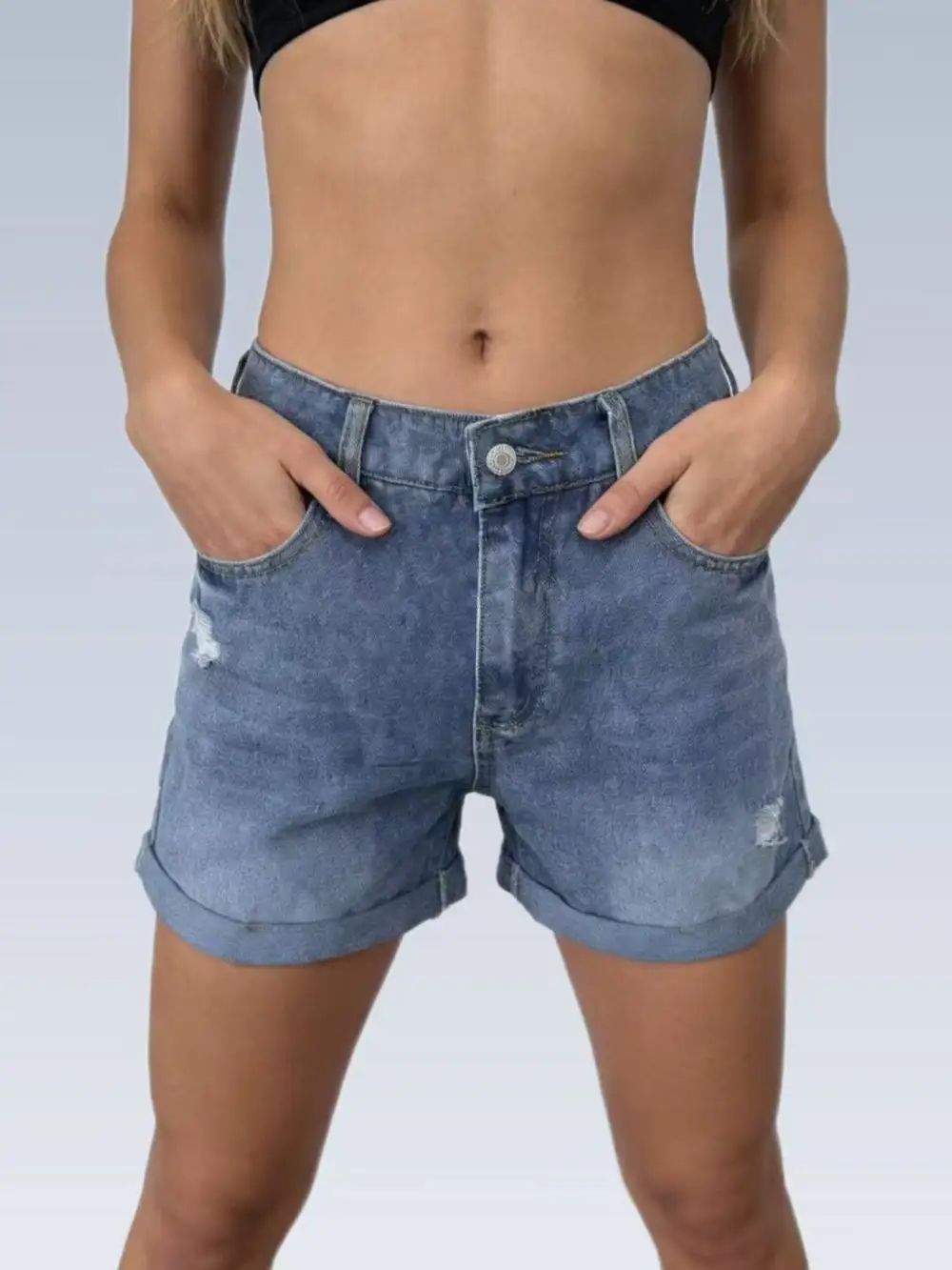 Distressed Ripped High Waist Pocketed Shorts