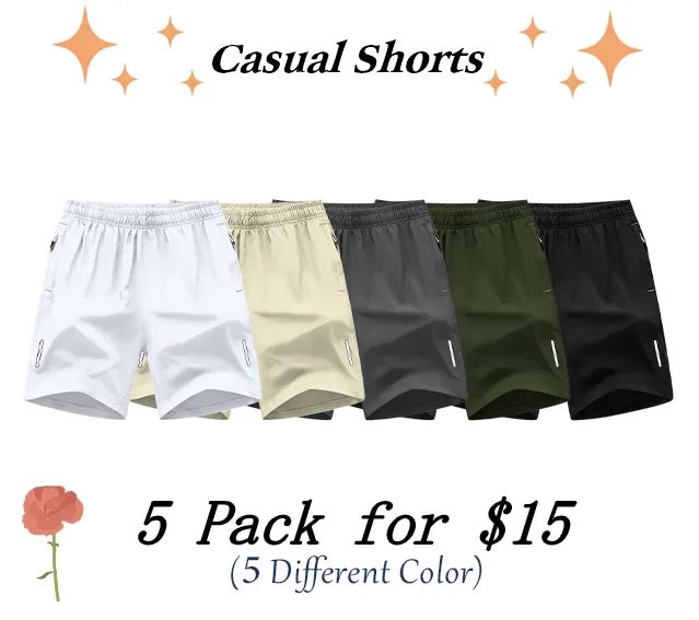 Men's Solid Color Zipper Pocket Shorts
