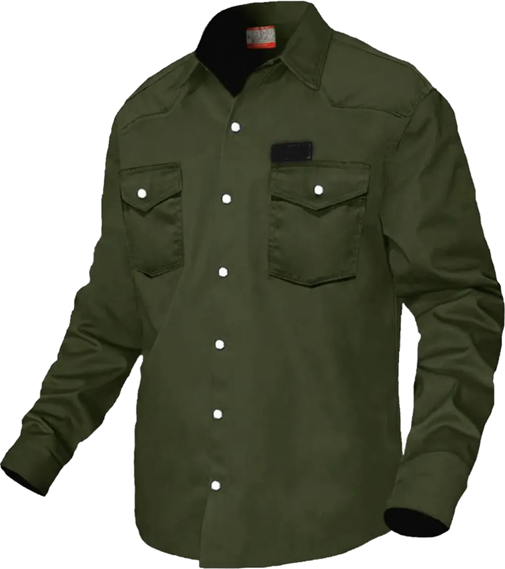 🛡️ FR Shirt – Military Green with Pearl Snap Buttons