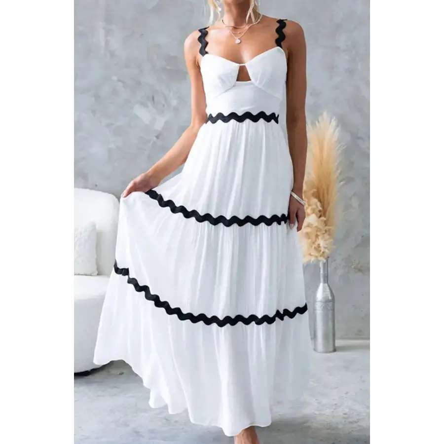 Tiered Maxi Dress with Scalloped Trim