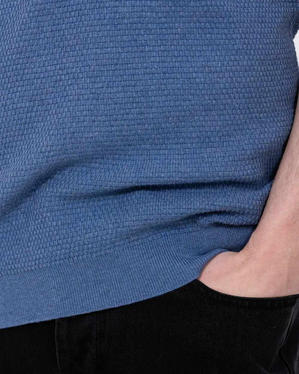 Relaxed Textured Open Collar Polo Shirt